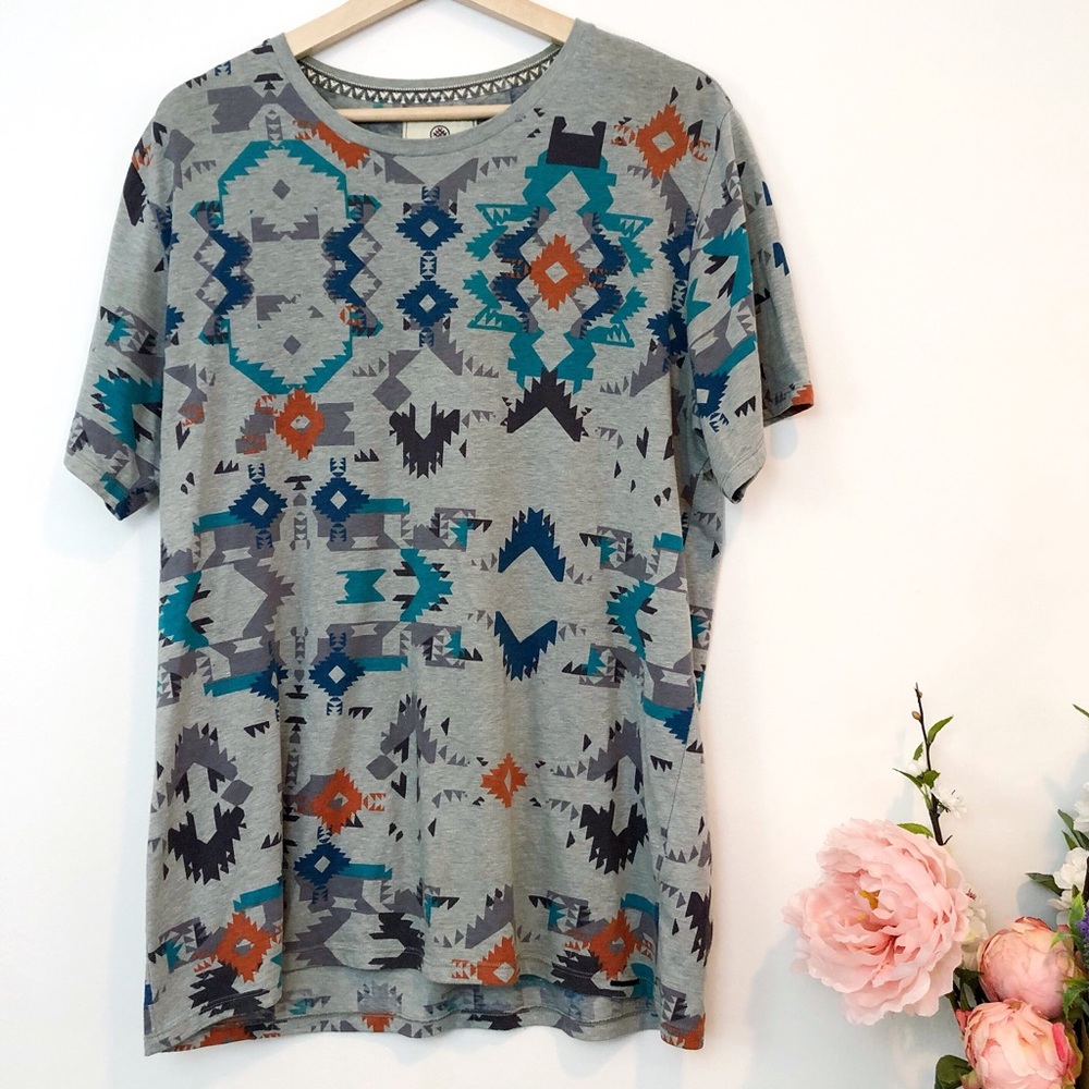 On the Byas | Mens Aztec print short sleeve tee